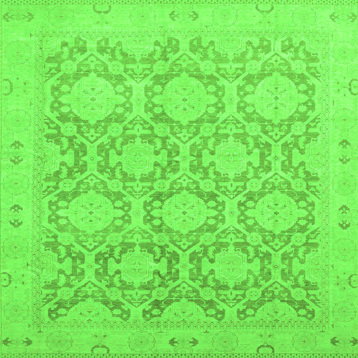 Square Machine Washable Oriental Green Traditional Area Rugs, wshabs2495grn