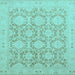 Square Oriental Light Blue Traditional Rug, abs2495lblu