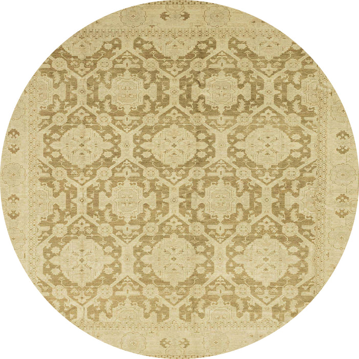 Round Abstract Gold Oriental Rug, abs2495