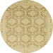 Round Abstract Gold Oriental Rug, abs2495