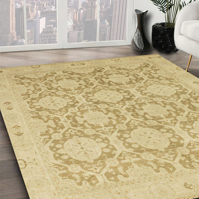 Machine Washable Abstract Gold Rug in a Family Room, wshabs2495