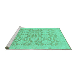 Sideview of Machine Washable Oriental Turquoise Traditional Area Rugs, wshabs2495turq