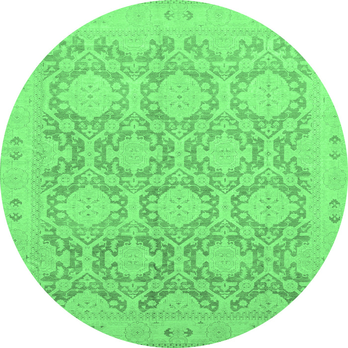 Round Oriental Emerald Green Traditional Rug, abs2495emgrn