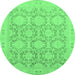 Round Oriental Emerald Green Traditional Rug, abs2495emgrn