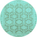 Round Oriental Light Blue Traditional Rug, abs2495lblu