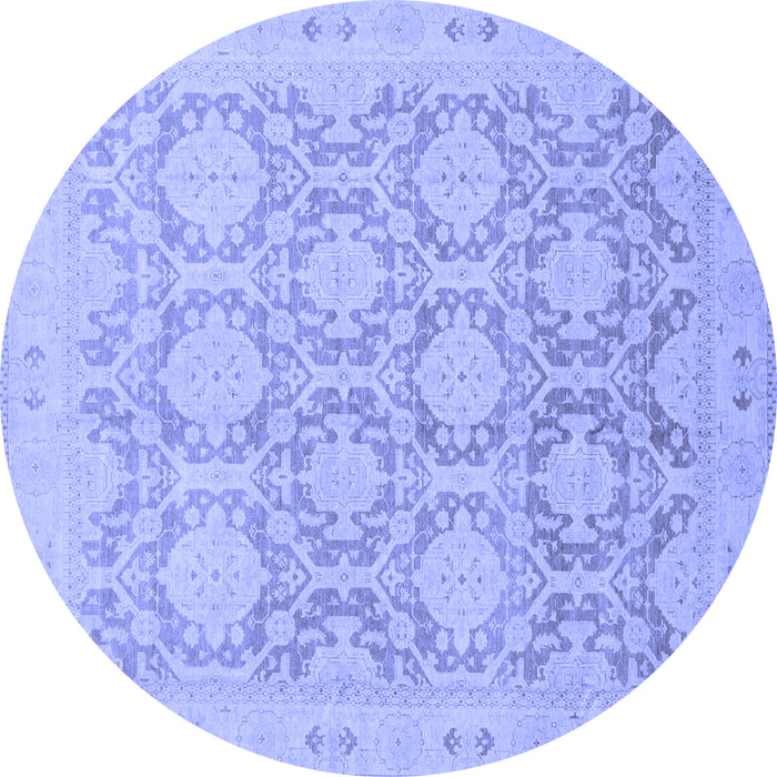 Round Machine Washable Oriental Blue Traditional Rug, wshabs2495blu