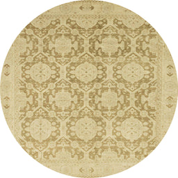 Round Machine Washable Abstract Gold Rug, wshabs2495