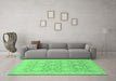 Machine Washable Oriental Emerald Green Traditional Area Rugs in a Living Room,, wshabs2495emgrn