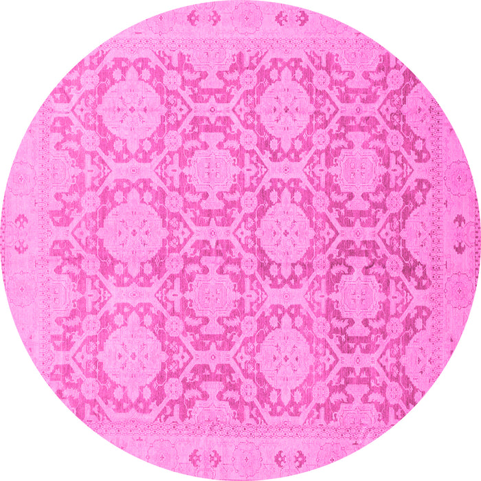 Round Oriental Pink Traditional Rug, abs2495pnk