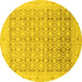 Round Machine Washable Oriental Yellow Traditional Rug, wshabs2496yw