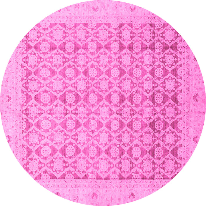 Round Oriental Pink Traditional Rug, abs2496pnk