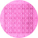 Round Oriental Pink Traditional Rug, abs2496pnk