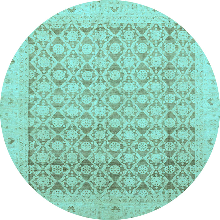 Round Oriental Light Blue Traditional Rug, abs2496lblu