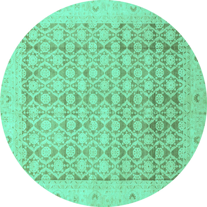 Round Oriental Turquoise Traditional Rug, abs2496turq