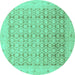 Round Oriental Turquoise Traditional Rug, abs2496turq