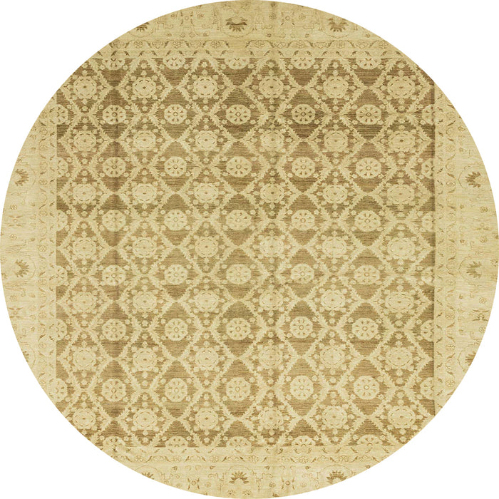 Round Machine Washable Abstract Orange Rug, wshabs2496