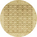 Round Machine Washable Abstract Orange Rug, wshabs2496