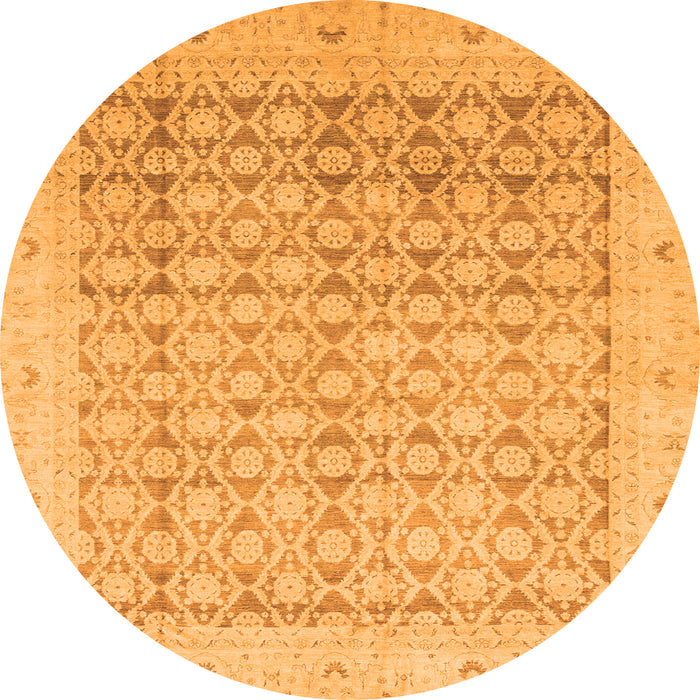 Round Oriental Orange Traditional Rug, abs2496org