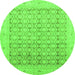 Round Oriental Green Traditional Rug, abs2496grn