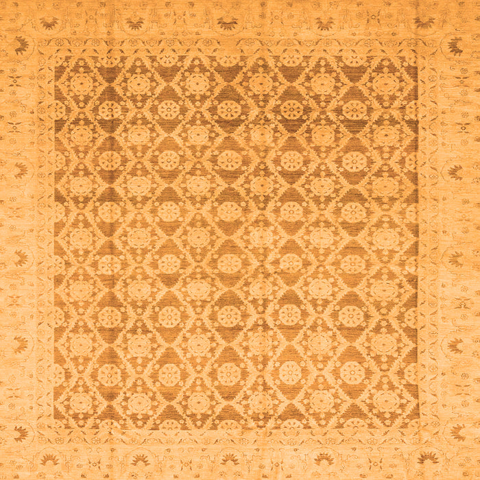 Square Machine Washable Oriental Orange Traditional Area Rugs, wshabs2496org