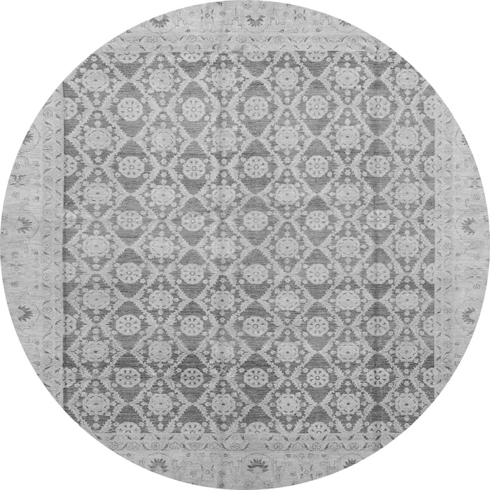 Round Machine Washable Oriental Gray Traditional Rug, wshabs2496gry