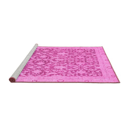 Sideview of Machine Washable Oriental Pink Traditional Rug, wshabs2497pnk