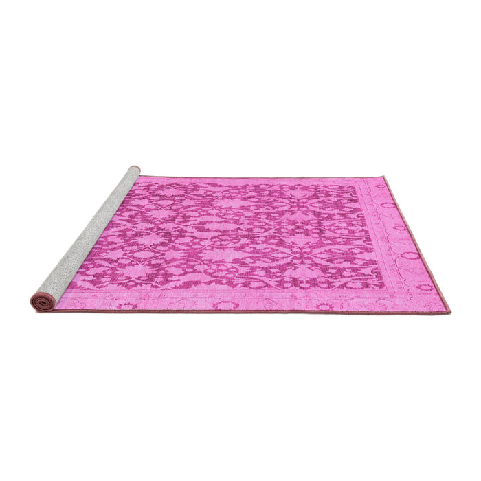 Sideview of Machine Washable Oriental Pink Traditional Rug, wshabs2497pnk