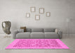 Machine Washable Oriental Pink Traditional Rug in a Living Room, wshabs2497pnk