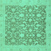 Square Oriental Turquoise Traditional Rug, abs2497turq