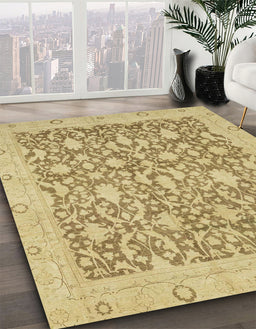 Abstract Cinnamon Brown Oriental Rug in Family Room, abs2497