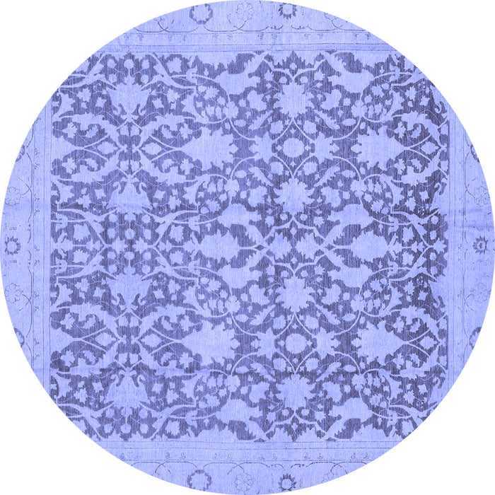 Round Oriental Blue Traditional Rug, abs2497blu