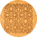 Round Machine Washable Oriental Orange Traditional Area Rugs, wshabs2497org