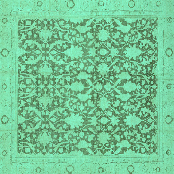 Square Machine Washable Oriental Turquoise Traditional Area Rugs, wshabs2497turq