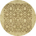 Round Abstract Cinnamon Brown Oriental Rug, abs2497