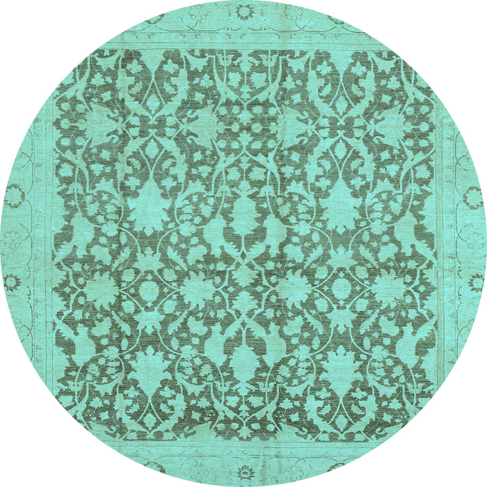 Round Oriental Light Blue Traditional Rug, abs2497lblu