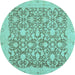 Round Oriental Light Blue Traditional Rug, abs2497lblu