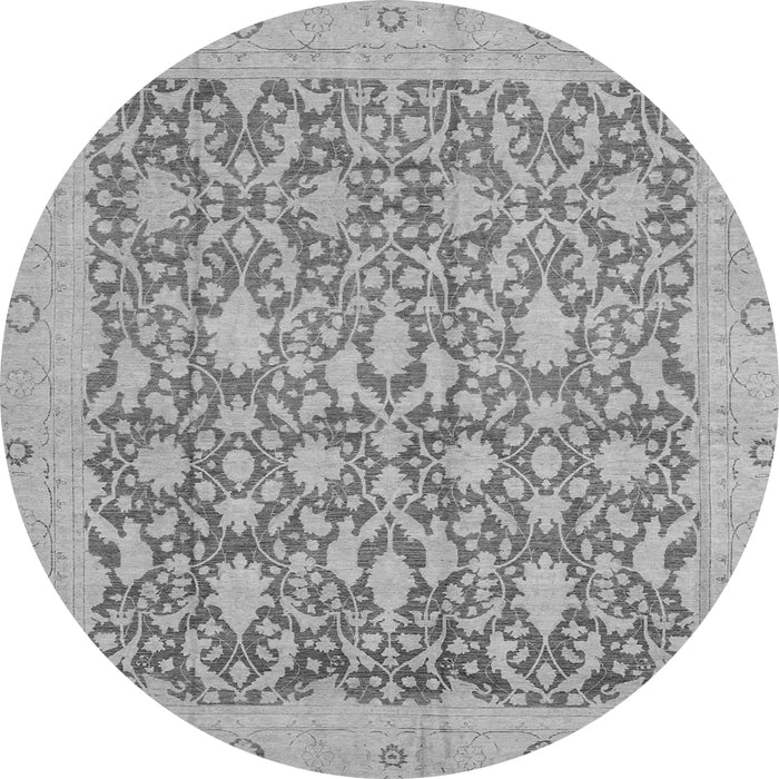 Round Machine Washable Oriental Gray Traditional Rug, wshabs2497gry