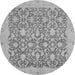 Round Machine Washable Oriental Gray Traditional Rug, wshabs2497gry