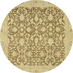 Round Machine Washable Abstract Cinnamon Brown Rug, wshabs2497