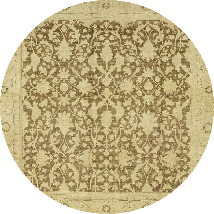 Round Machine Washable Abstract Cinnamon Brown Rug, wshabs2497