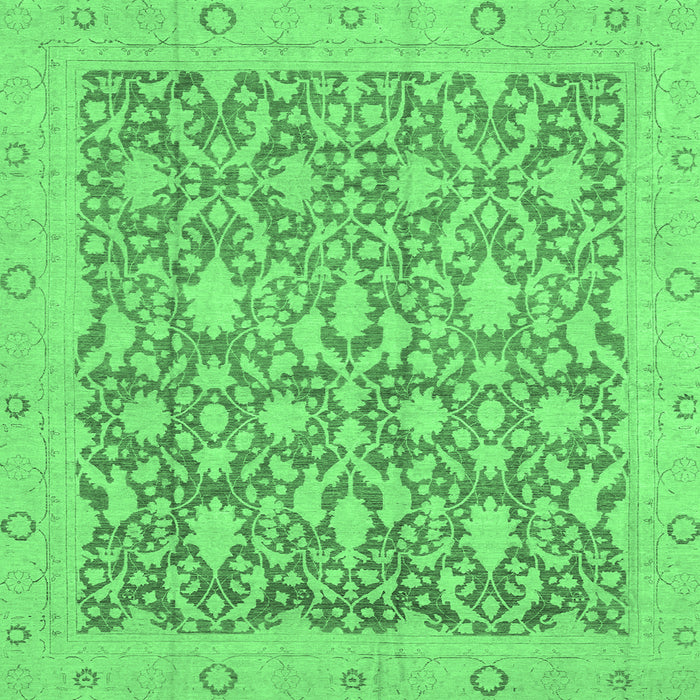Square Oriental Emerald Green Traditional Rug, abs2497emgrn