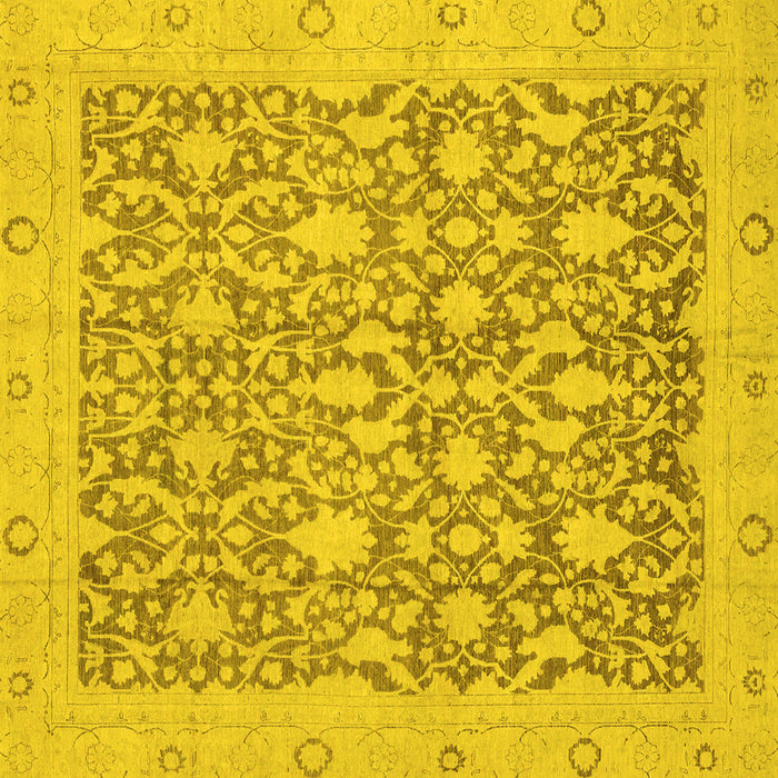 Square Machine Washable Oriental Yellow Traditional Rug, wshabs2497yw