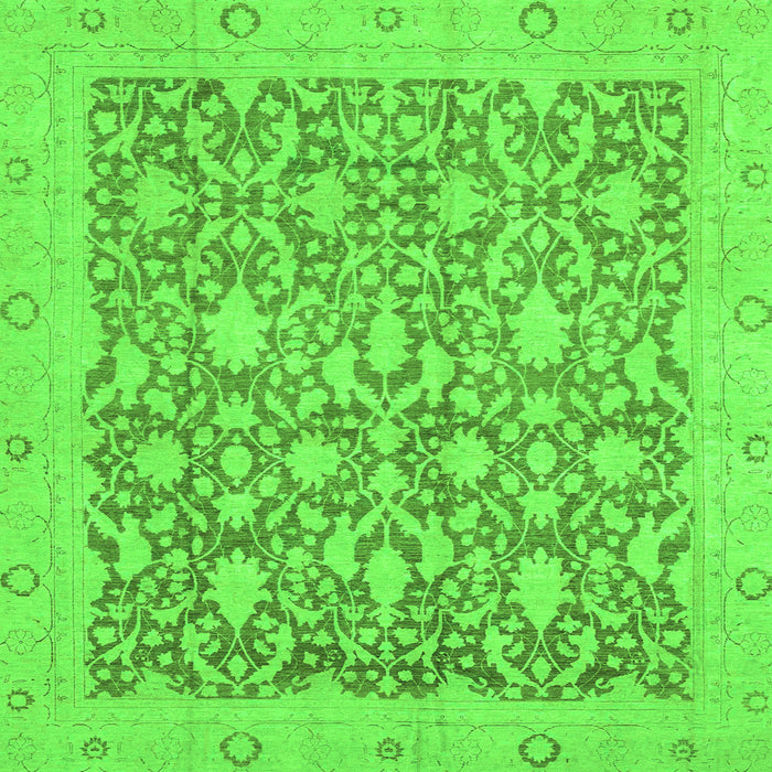 Square Oriental Green Traditional Rug, abs2497grn