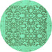 Round Oriental Turquoise Traditional Rug, abs2497turq