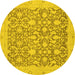 Round Oriental Yellow Traditional Rug, abs2497yw