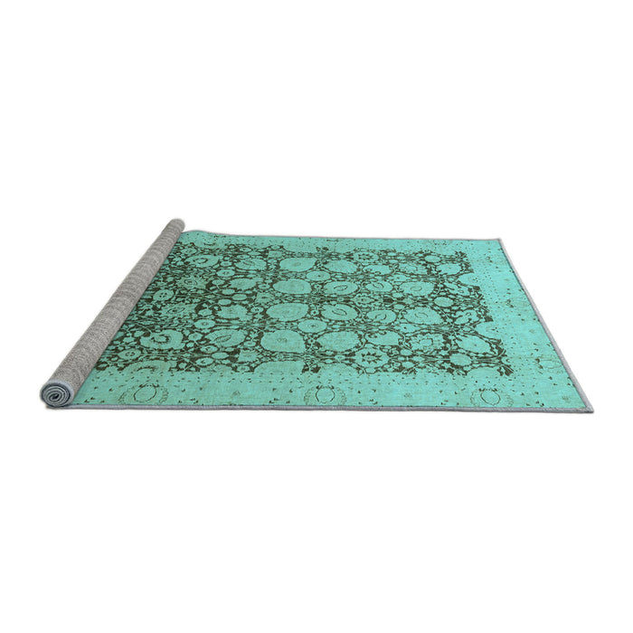Sideview of Machine Washable Oriental Light Blue Traditional Rug, wshabs2498lblu