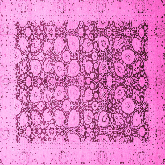 Square Machine Washable Oriental Pink Traditional Rug, wshabs2498pnk