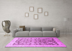 Machine Washable Oriental Purple Traditional Area Rugs in a Living Room, wshabs2498pur