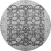 Round Machine Washable Oriental Gray Traditional Rug, wshabs2498gry