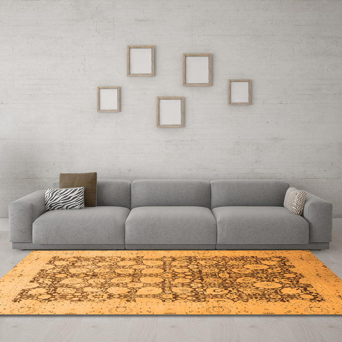 Machine Washable Oriental Orange Traditional Area Rugs in a Living Room, wshabs2498org